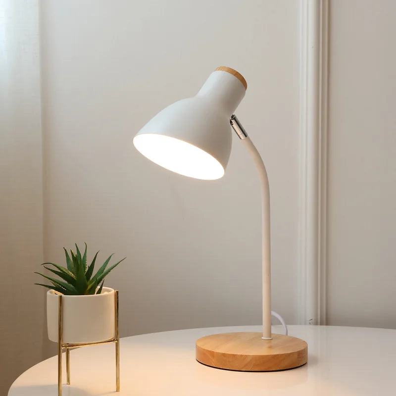 lampe de table led en bois et fer art nordique protection des yeux - vue 5 sur 12