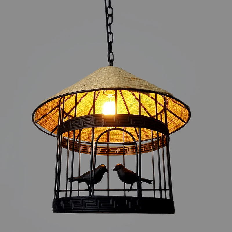lustre suspension cage à oiseaux style industriel loft - vue 4 sur 7