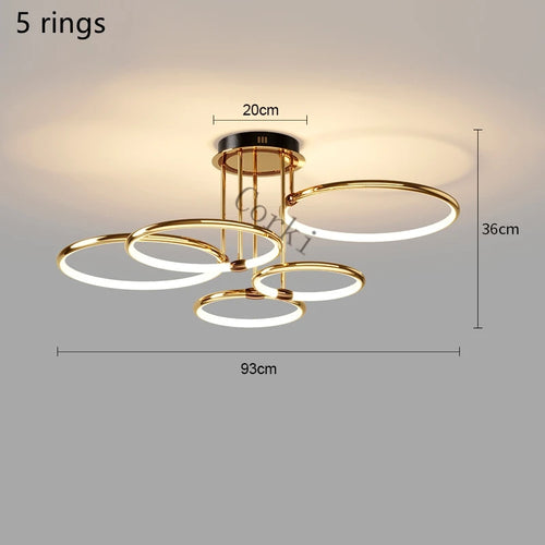 lustre led postmoderne à anneau pour décoration nordique moderne - vue 9 sur 10