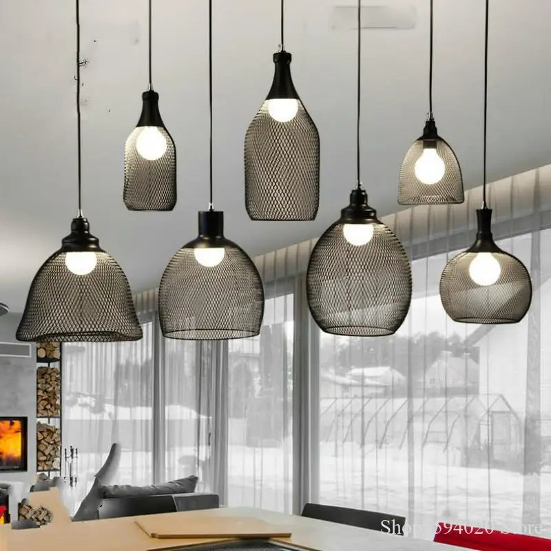 lustre industriel cage à oiseaux style loft rétro en fer minimaliste - vue 5 sur 17