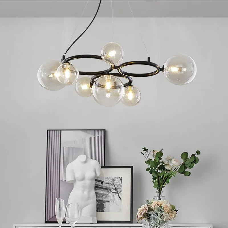 suspension moderne en verre avec ampoule incluse pour décoration intérieure - vue 6 sur 16
