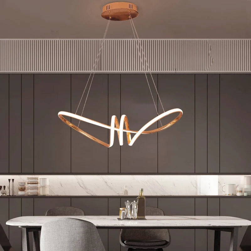 Lustre Chrome plaqué or pour salle à manger cuisine salle maison déco - vue 3 sur 6