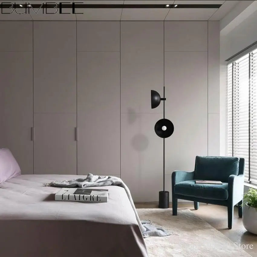 lampadaire led au sol en bois style loft européen - vue 4 sur 7