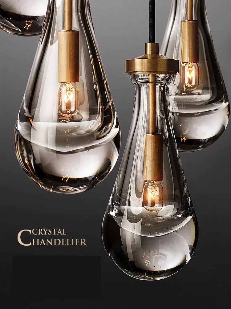 lustre moderne simple en verre de cuivre de luxe à tête unique - vue 6 sur 7