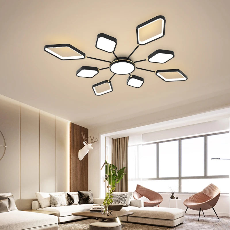 lustre led moderne avec télécommande pour intérieur élégant - vue 4 sur 9