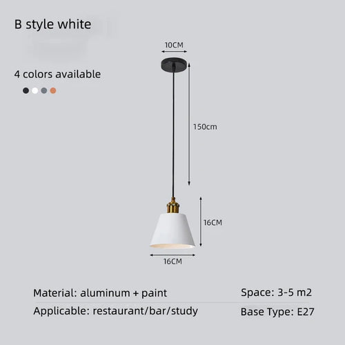 Minimalist modern retro loft pendant light with lampshade for kitchen, dining room, bedroom, restaurant - vue 12 sur 22
