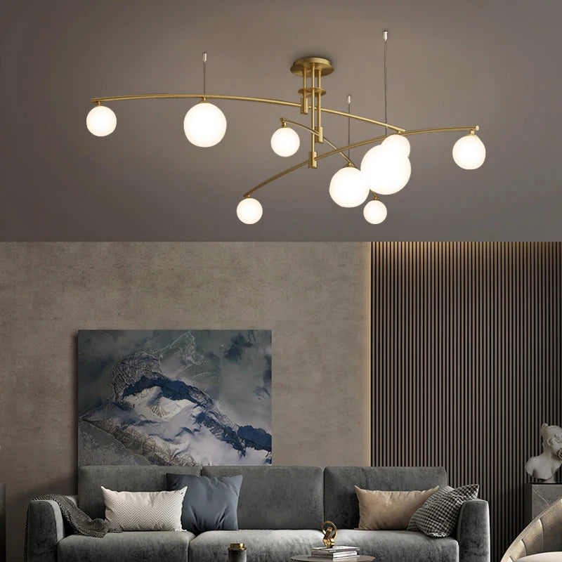 suspension moderne en métal et verre pour intérieur - vue 7 sur 18