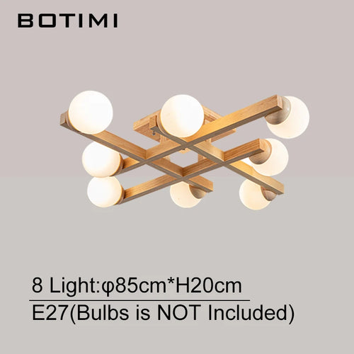 Plafonniers en bois avec abat-jour en verre pour salon moderne monté en Surface Lustres en bois carrés chambre à coucher Luminaire - vue 9 sur 9
