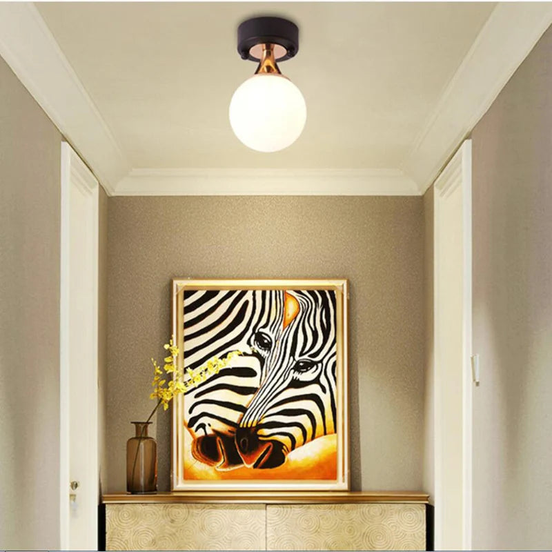 Plafonnier moderne boule nordique simple plafond moderne à LEDs lampe porche allée lumières foyer balcon vestiaire - vue 3 sur 6
