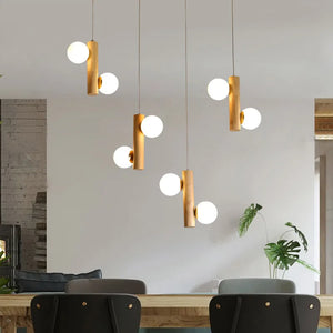Post-modern wooden pendant light with simple design