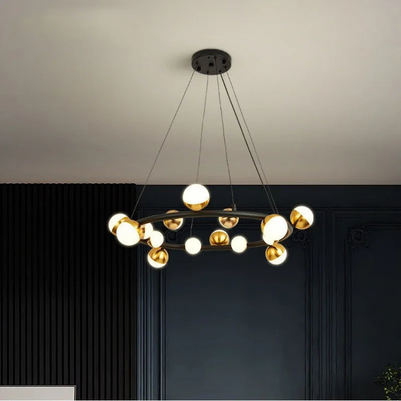 lustre led style nordique boule de verre moderne créatif galvanoplastie - vue 5 sur 8