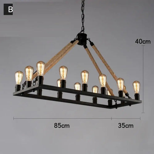 Vintage industrial hemp rope pendant light - vue 6 sur 24