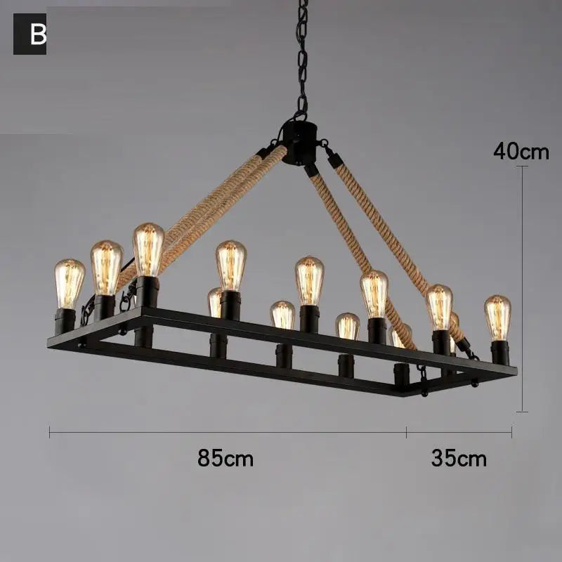Vintage industrial hemp rope pendant light - vue 5 sur 24
