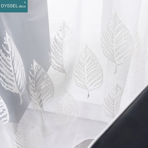 Voilage tulle brodé fleurs style européen salon chambre - vue 6 sur 8
