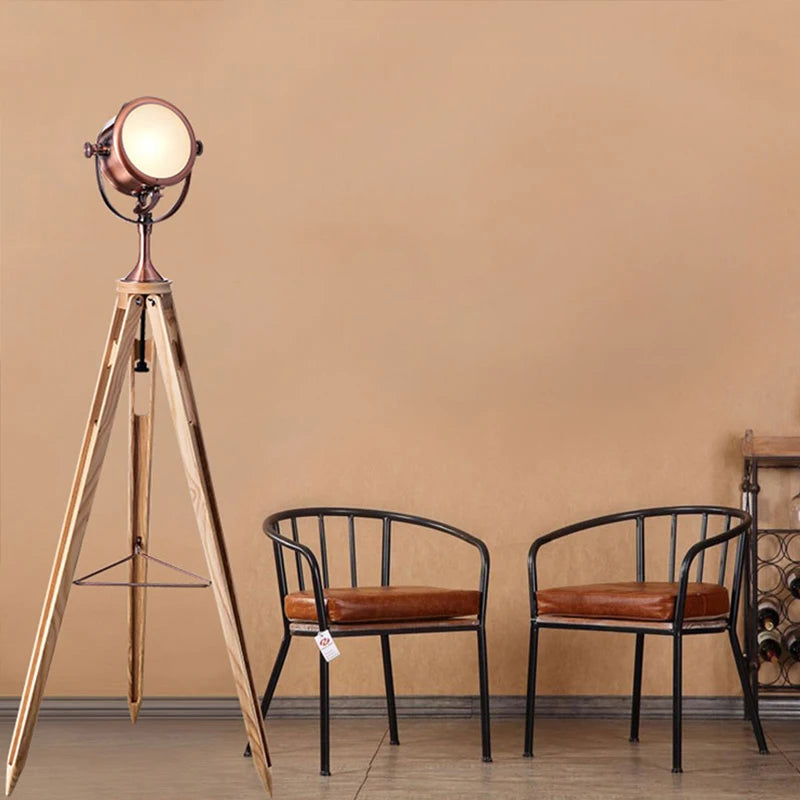 American style retro industrial wind, personality, creativity, bedroom, living room, study, Navy, modern three tripod floor lamp - vue 4 sur 6