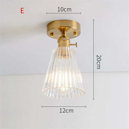 Plafonnier en verre nordique rétro Loft Vintage plafonnier salle à manger couloir moderne cuivre E27 plafond abat-jour en verre - vue 12 sur 26