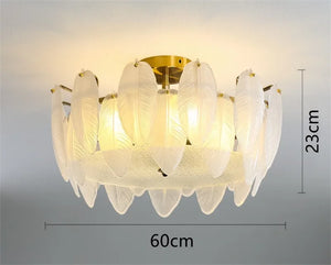 Modern glass chandelier with goose feather design pendant light