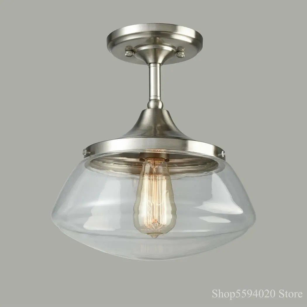 lustre rétro-industriel en cristal clair lumière intérieure - vue 6 sur 8