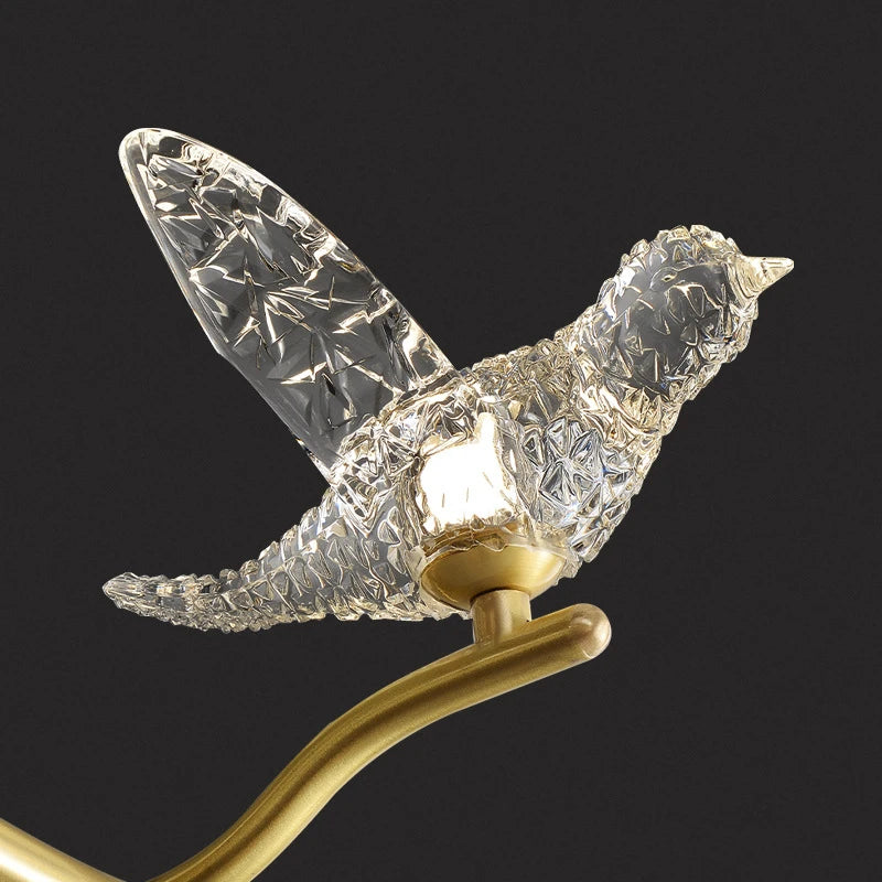 lustre moderne de luxe en cristal avec lampe d'oiseau led - vue 5 sur 9