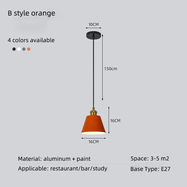 Minimalist modern retro loft pendant light with lampshade for kitchen, dining room, bedroom, restaurant - vue 14 sur 22