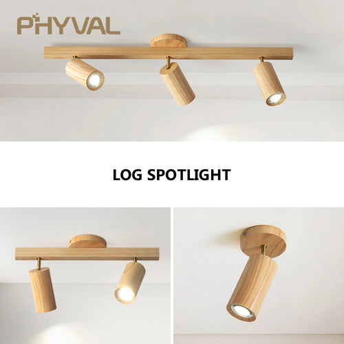Plafonnier projecteurs spots sur rail LED nordique salon mur allée barre éclairage magasin de vêtements en bois