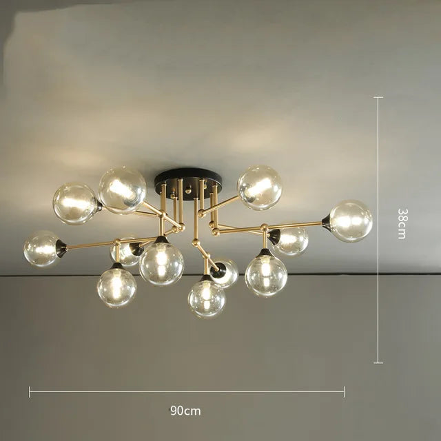 lustre moderne en verre avec éclairage décoratif design contemporain - vue 8 sur 12