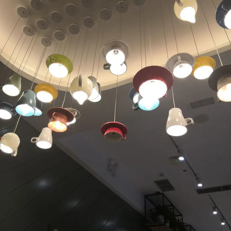 suspension moderne en céramique led théière pour cuisine - vue 5 sur 30