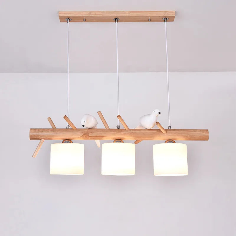 Nordique En Bois Massif PENDENTIF LED Lumière Salle à manger Plafond Lustre Chambre Salon Cuisine Éclairage Intérieur Luminaire - vue 3 sur 8