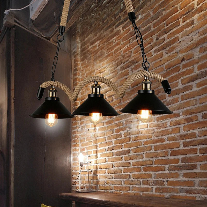 Suspension rustiques industrielles lampe d'intérieur para sala lampes suspendues à corde pour salon salle à manger luminaire suspendu à la maison