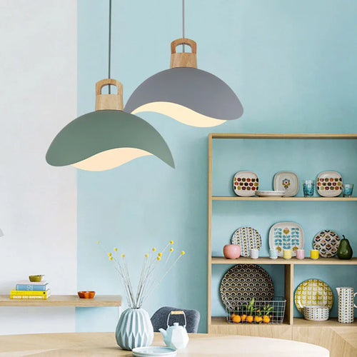 suspension moderne nordique en bois et aluminium éclairage décoratif