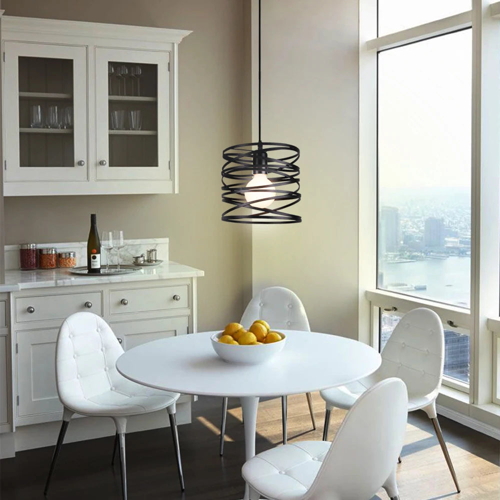 lampe suspendue spirale led tourbillon moderne vintage - vue 7 sur 8