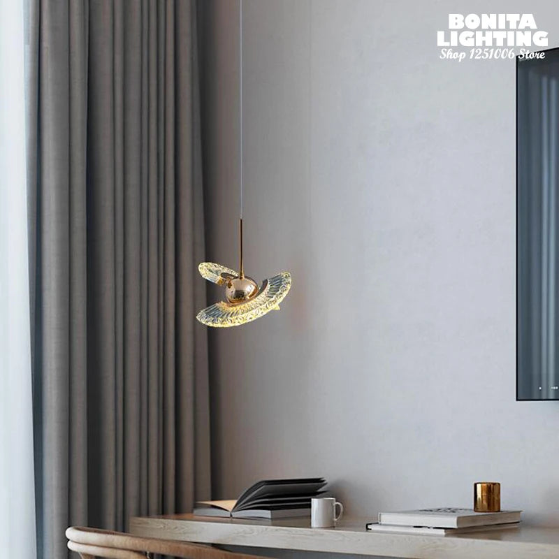 suspension moderne en acrylique forme dovni pour décoration intérieure - vue 5 sur 7