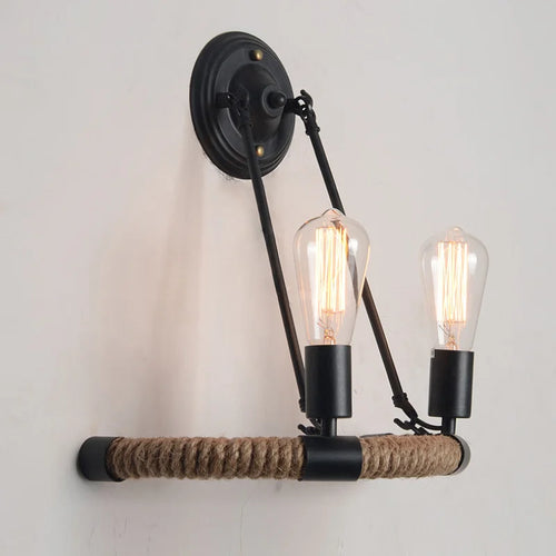 Vintage hemp rope wall light for loft and bar