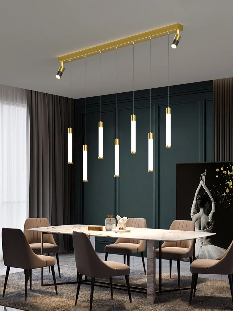 lustre led créatif moderne tuyau suspendu brillant pour maison - vue 5 sur 10