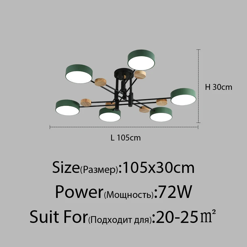 Contemporary nordic LED chandelier in minimalist wrought iron - vue 9 sur 15