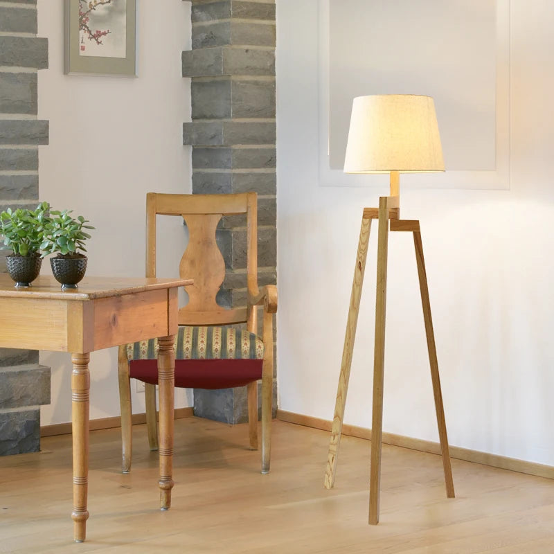 lampadaire nordique en bois design créatif à trois pieds - vue 2 sur 8