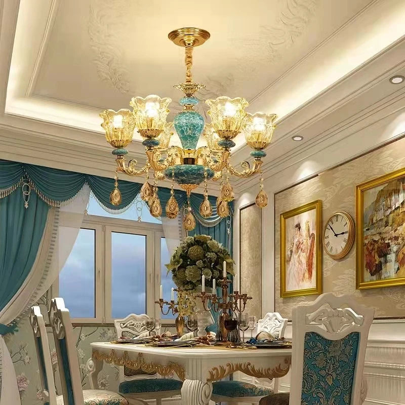 lustre de luxe en cristal et céramique pour un éclairage élégant - vue 7 sur 16
