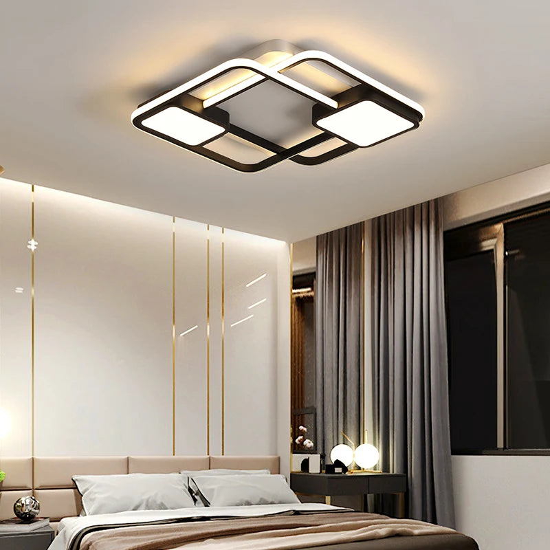 plafonnier led carré et rectangulaire style nordique décoratif - vue 5 sur 9