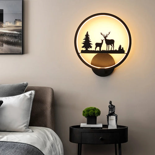 Modern minimalist round nordic LED wall light for weddings and children's room - vue 4 sur 14
