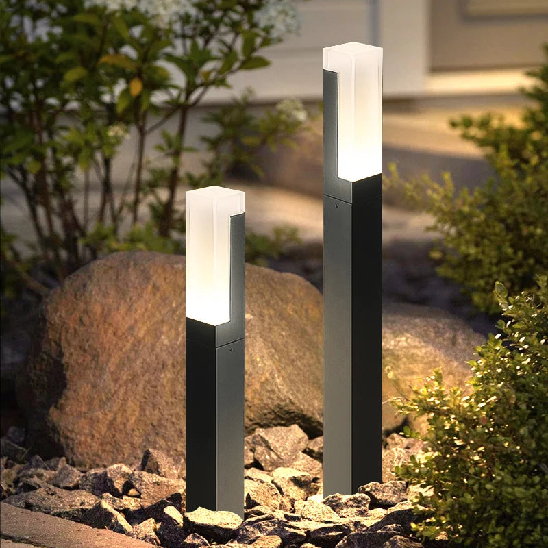 Lampe à gazon moderne lumière extérieure en aluminium étanche à l'eau porche jardin IP54 lampe à gazon extérieure maison cour décor paysage lumières