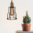 Loft cage wall light with vintage shade for home and living room