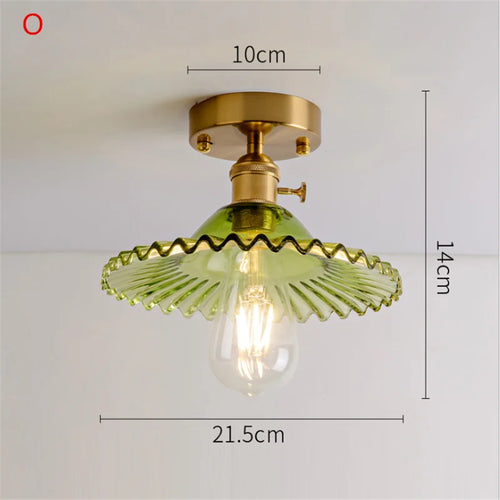 Plafonnier en verre nordique rétro Loft Vintage plafonnier salle à manger couloir moderne cuivre E27 plafond abat-jour en verre - vue 23 sur 26