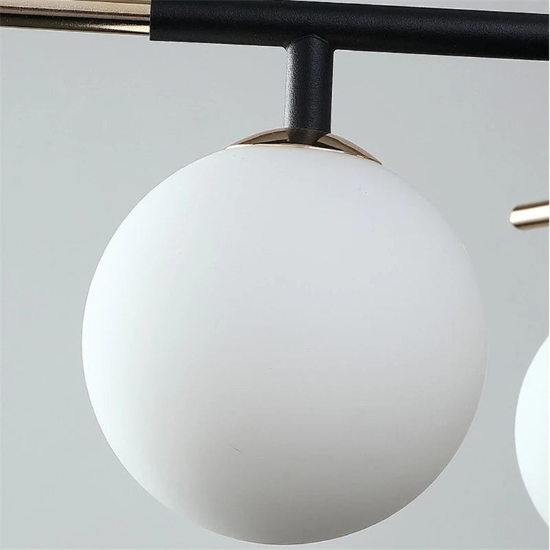 lustre nordique en fer avec boule de verre led pour restaurant - vue 7 sur 20