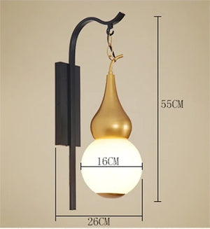 Chinese style gourd wall light for interior decoration