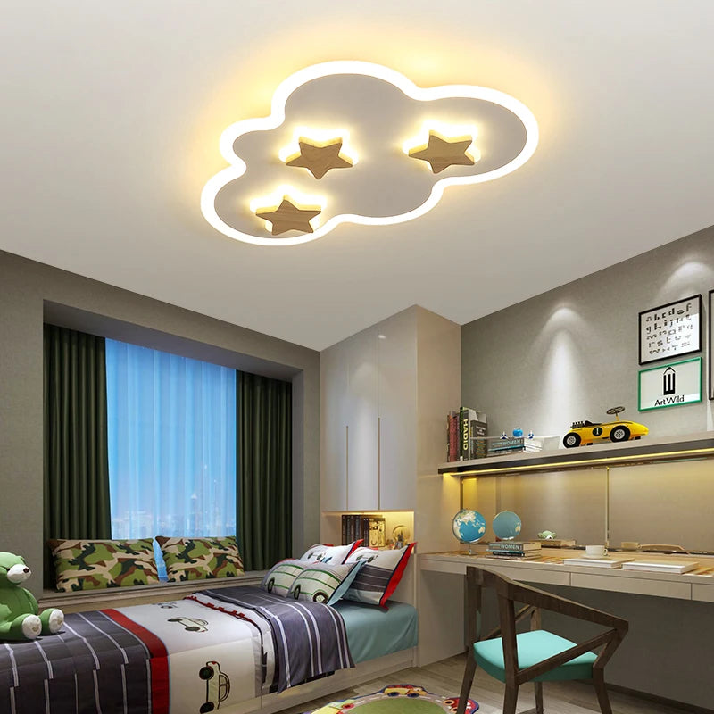 plafonnier led créatif nuages et étoiles pour enfants - vue 4 sur 9