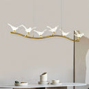 lustre moderne de luxe en cristal avec lampe d'oiseau led