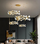 lustre moderne en céramique avec pétales de led