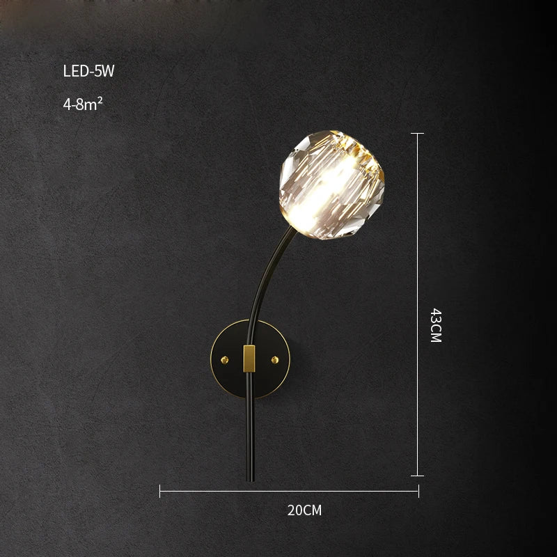 applique murale led postmoderne en cuivre et cristal - vue 22 sur 22
