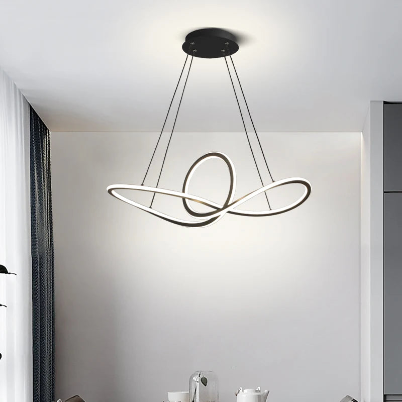 suspension nordique post-moderne en aluminium led anneau - vue 5 sur 7
