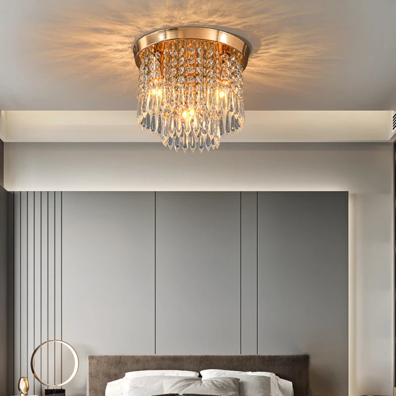 suspension en cristal doré et argenté pour décoration intérieure - vue 5 sur 7